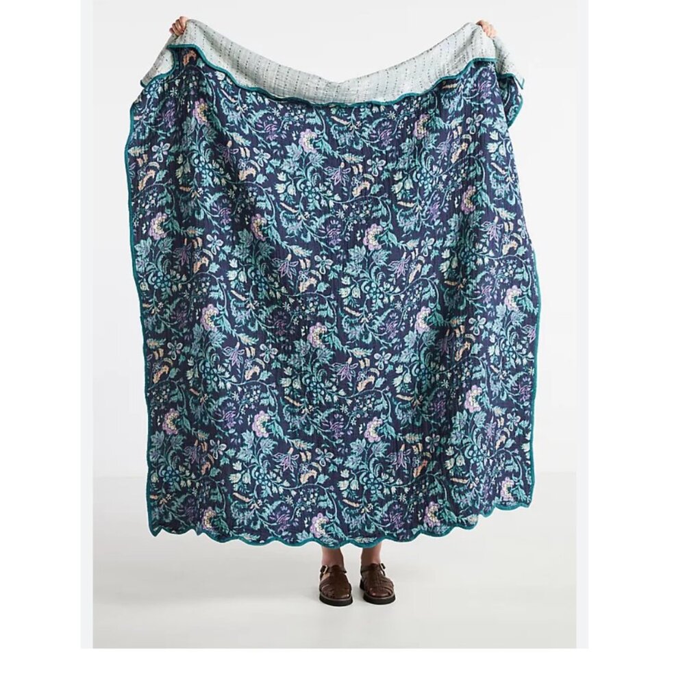 ANTHROPOLOGIE Iluka Navy Throw Blanket NEW WITH TAG‎